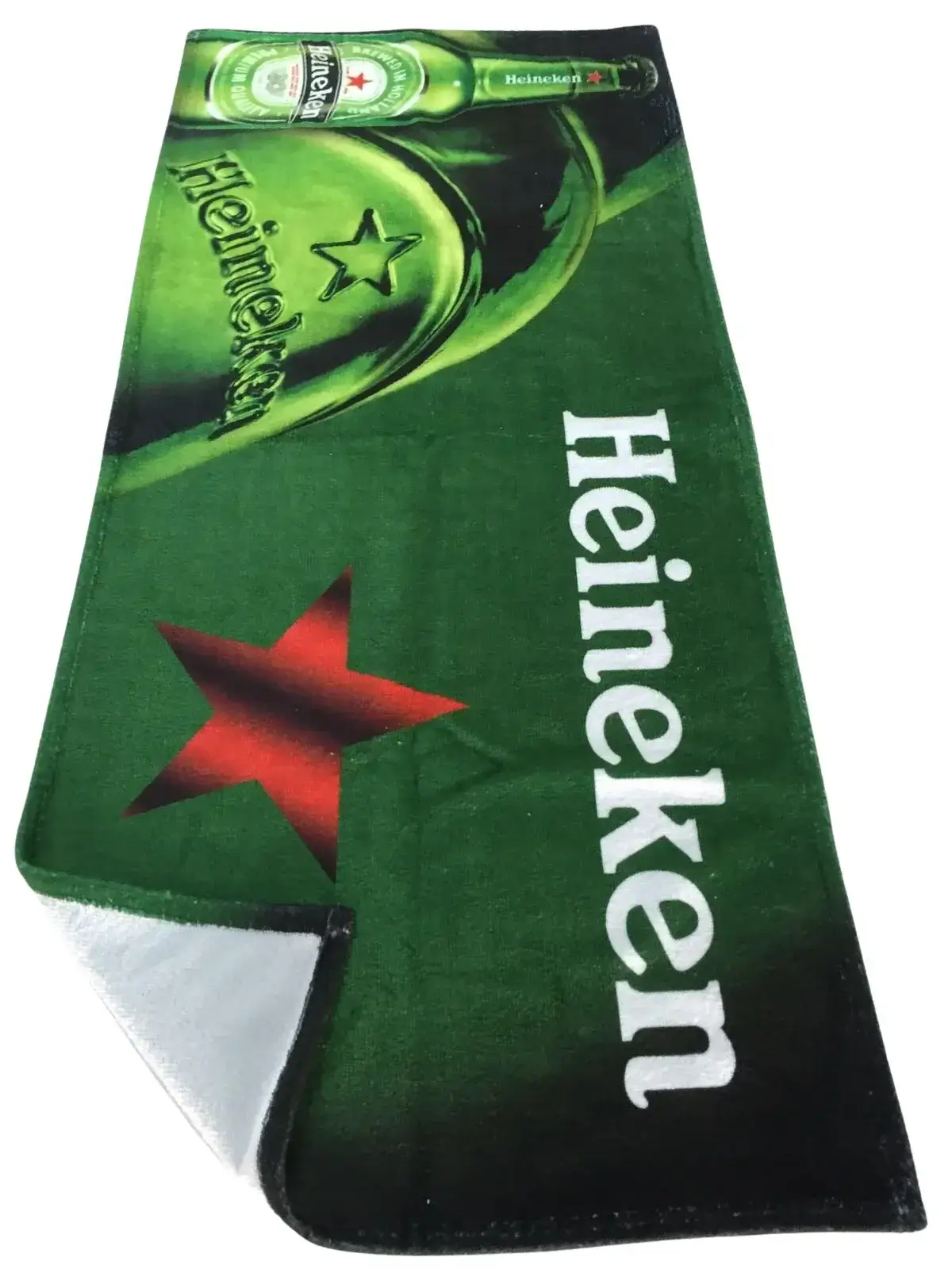 Bath sheet with custom Heineken logo print