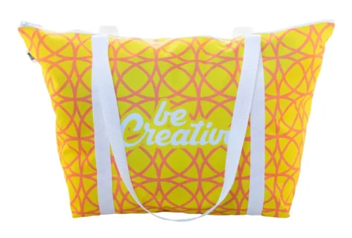 Beach tote bag with zip and transfer print