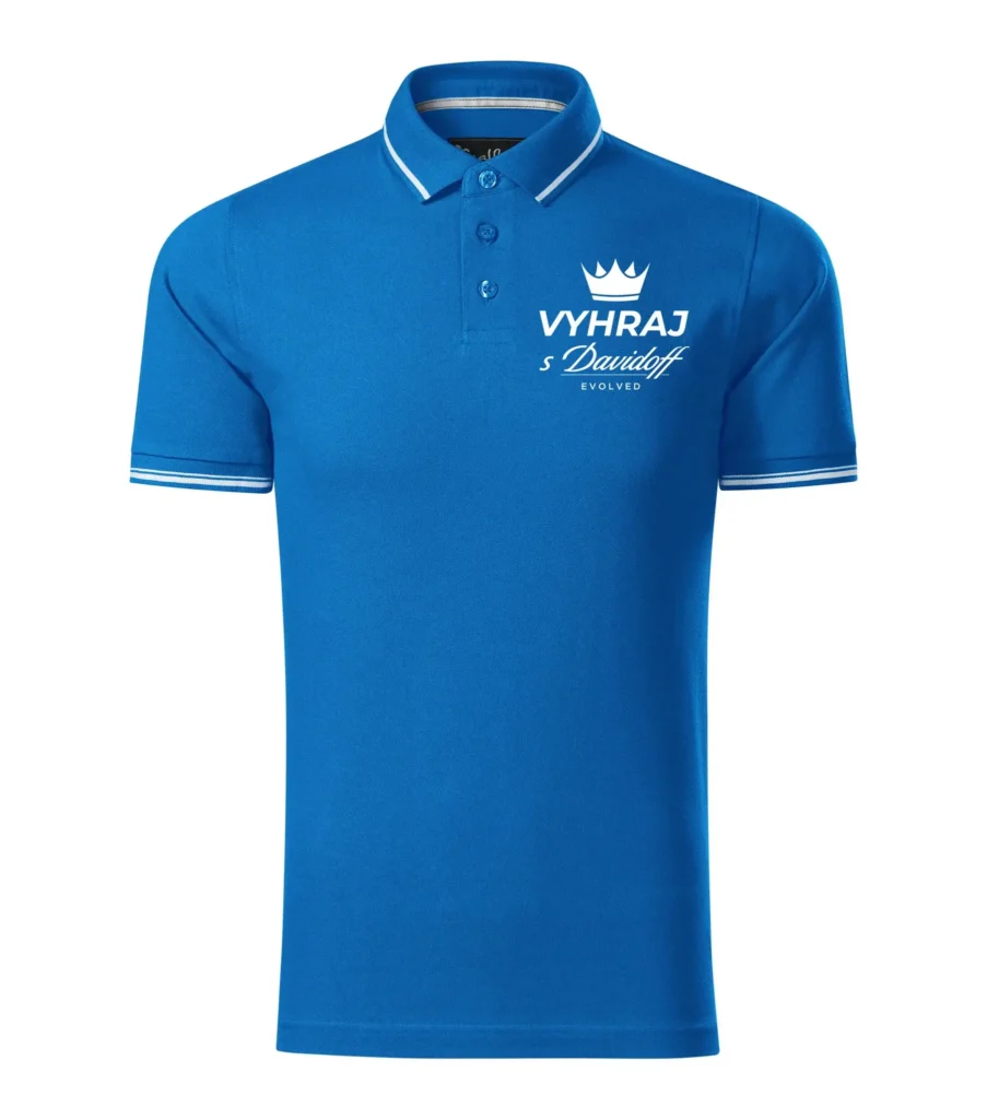Blue Davidoff polo shirt with premium embroidered logo - luxury corporate apparel