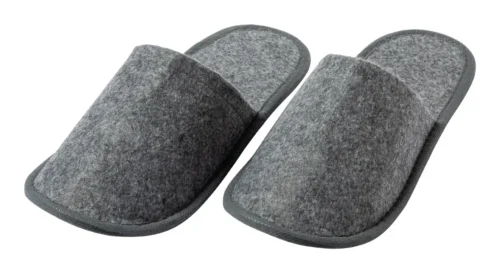 Affordable grey slippers with single-colour print for guests