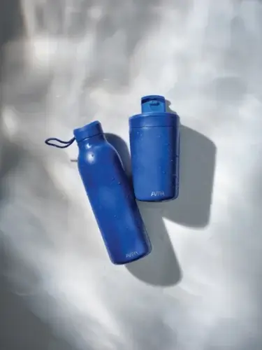 Cooling water bottle with mug and screen print