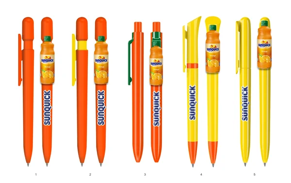 Sunquick promotional pens with logo print