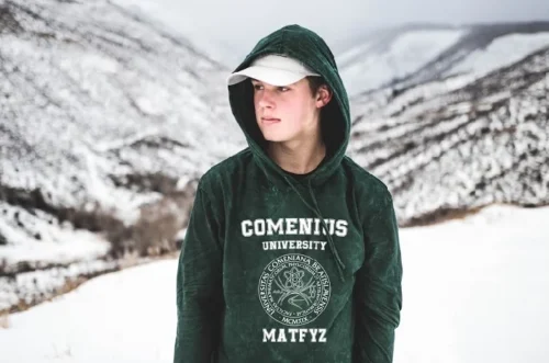 Hoodie with full-colour custom design applied by digital printing