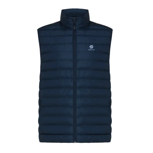 Ultra-light down bodywarmer with elegant embroidery on the chest