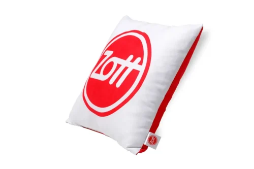 Grey Zott promotional cushion with durable sublimation print