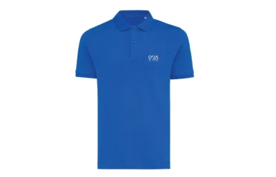 Dark work polo shirt with durable transfer-printed logo