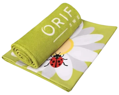 Promotional beach towel with logo print