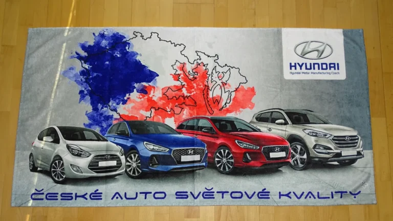 Hyundai promotional towel with full-cover full-colour digital print