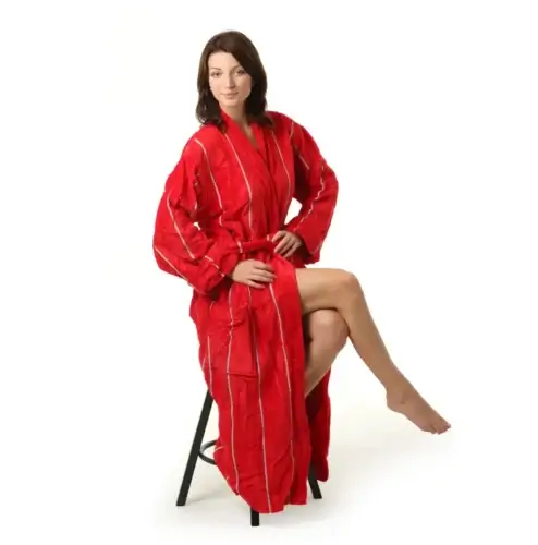 Unisex terry bathrobe with contrasting transfer-printed logo - promo events