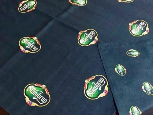 Screen printing of a logo on promotional fabric