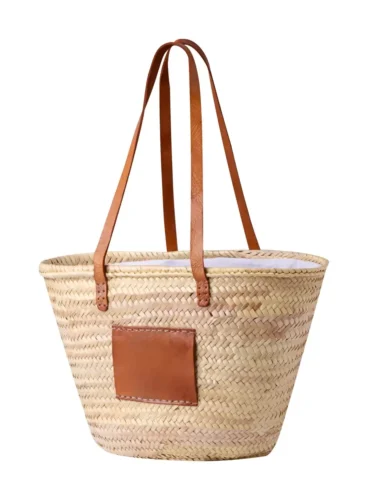 Custom straw beach bag with embroidered logo