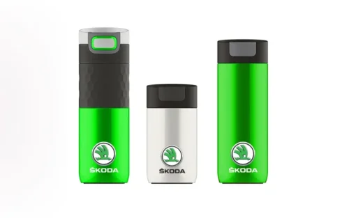 Thermos flasks with detailed custom engraving for Skoda