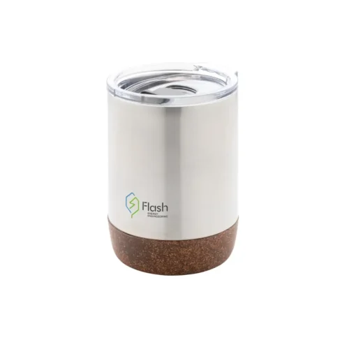 Travel mug with custom company logo and transfer print