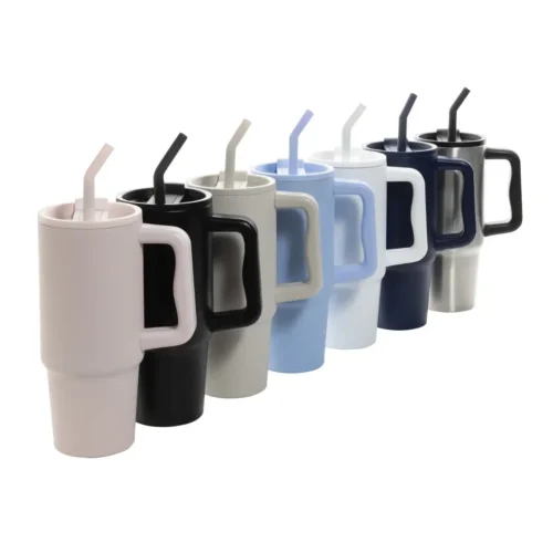 Travel mugs with straw and custom design