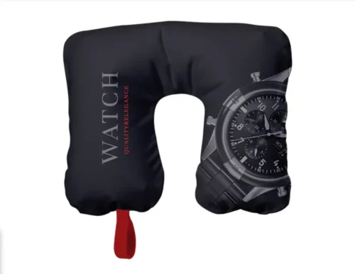 Neck travel cushion with custom all-over design in microfibre