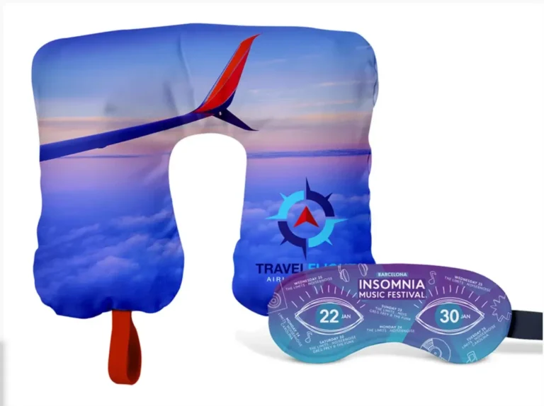 Ergonomic travel sleep cushion with screen print for travel agencies