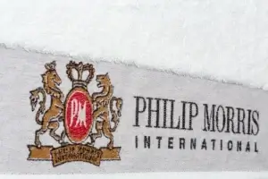 Premium Philip Morris bath towel with jacquard woven logo