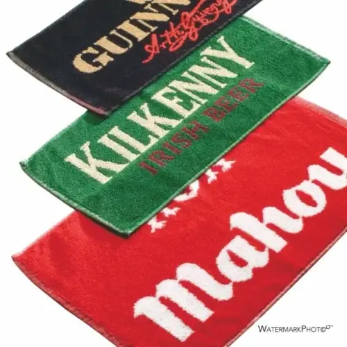 Woven bar towel with logo